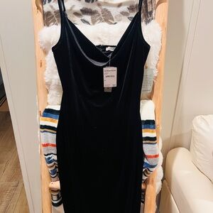 Love By Design Black Velvet Cowl Neck Midi Dress
